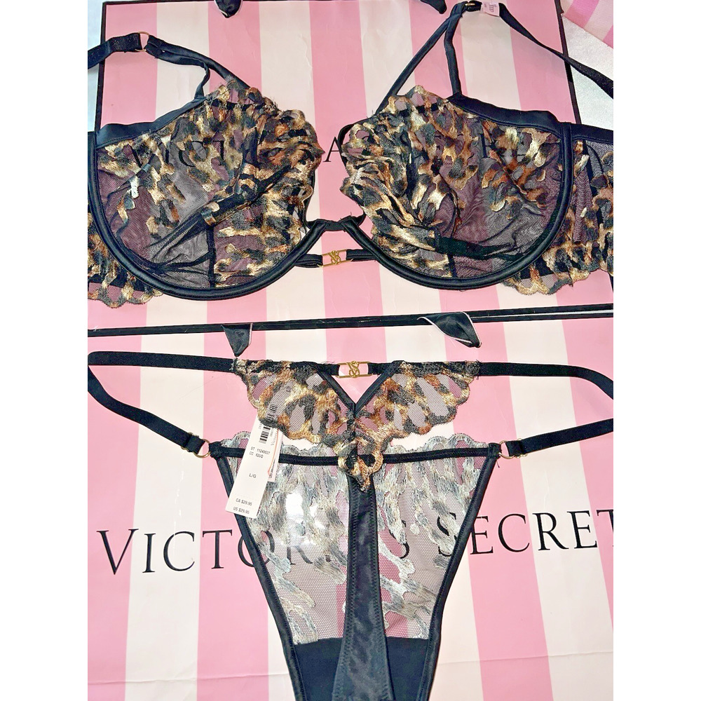 Victoria's Secret Bra Very Sexy 36C & Medium Thong Set Panty Cheetah - Picture 4 of 6